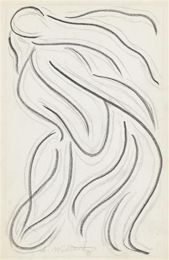 ABRAHAM WALKOWITZ Group of three abstract pencil drawings of Isadora Duncan.